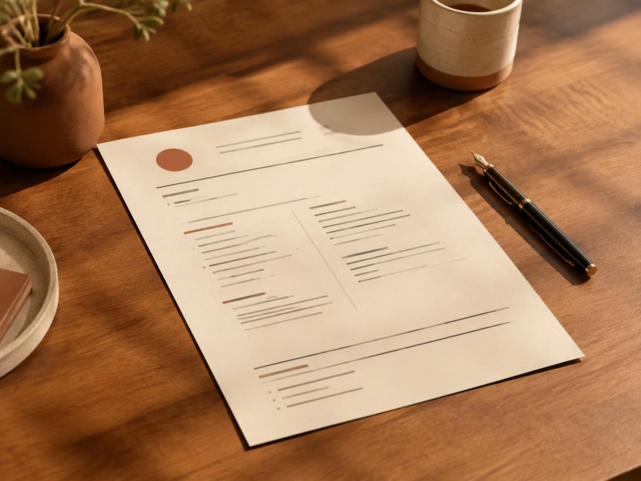 A printed CV on a desk